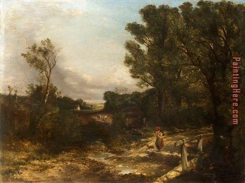 Landscape Pic Girl with Her Dog painting - John Constable Landscape Pic Girl with Her Dog art painting